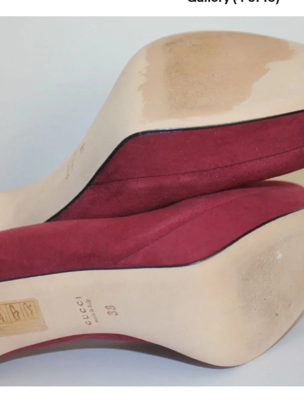 GUCCI Scamosciato Tibet BURGUNDY Red Suede Platform Pumps Shoes Heels Size 38